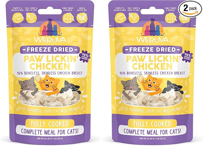 Weruva Cat Freeze Dried, Paw Lickin' Chicken with Chicken Breast, 1oz Bag (Pack of 2)