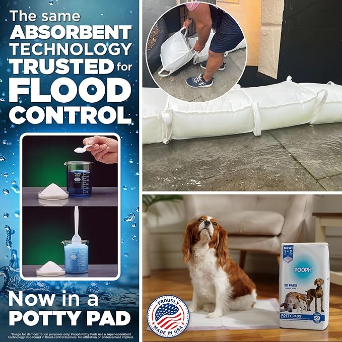 POOPH Puppy Pads 50 Count, 24x24 Inch Extra Large Dog Pee Pads, Disposable Training Pads with Odor Control & Leak-Proof Quick-Dry Backing for Puppies, Adult Dogs, Seniors & Housebound Pets