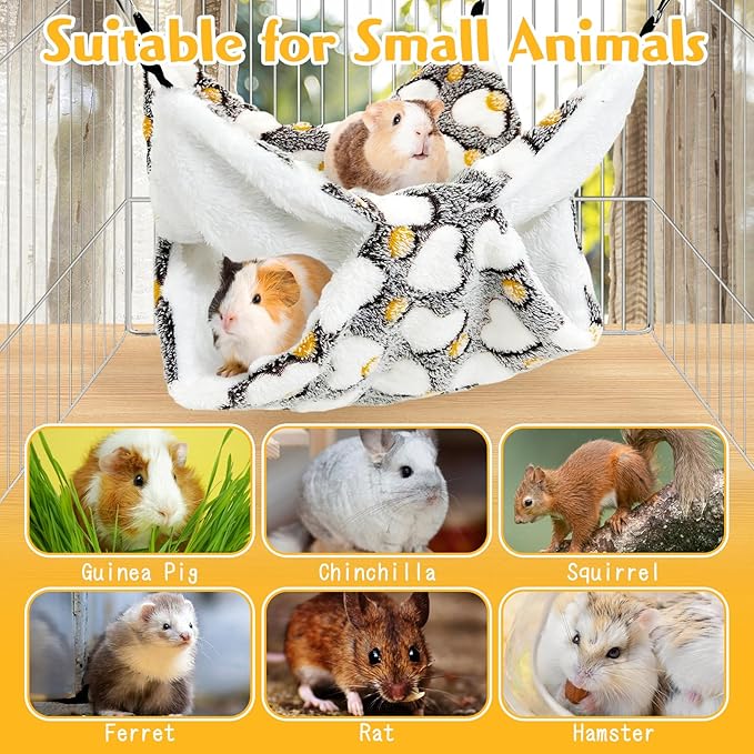 PINVNBY 3 Pack Rat Hammock Set Soft Ferret Hideout Bed Hanging Hamster Tunnel Cave Small Animal Cage Accessories Toy for Guinea Pig Chinchilla Squirrel Sugar Glider (Gray)