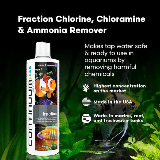 Continuum Aquatics Fraction Water Conditioner for Freshwater & Marine Aquariums – Removes Ammonia, Chlorine & Chloramines – Supports Aquarium Balance – Reef & Fish Safe – Advanced Water Treatment, 4 L