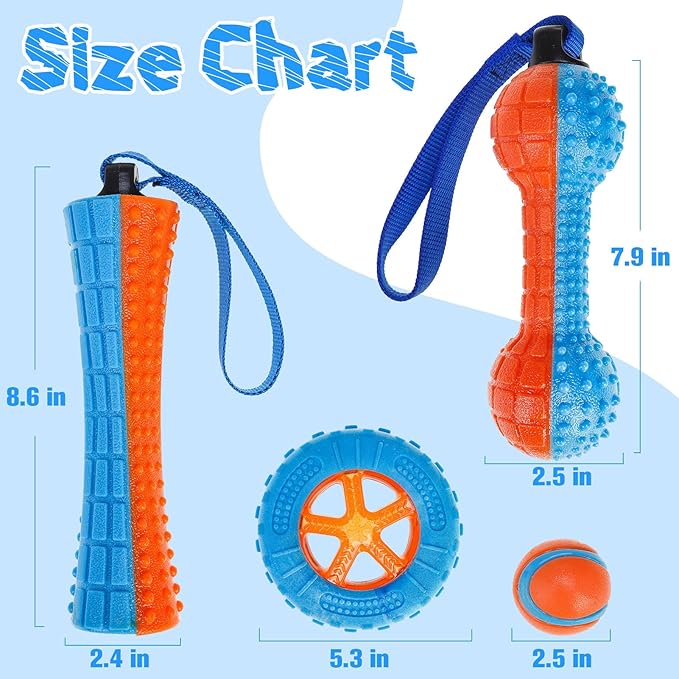 EXPAWLORER Floating Dog Water Pool Toys - 4 Pack Interactive Water Retrieving Fetch Speaky Chew Toy for Small Medium Large Dogs, Durable Dog Chew Toys for Summer Essentials Outdoor Beach Yard