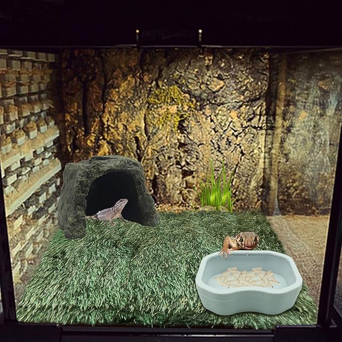PINVNBY Large Reptile Hideout Cave,Resin Tortoise Hide Rock Turtle Hideaway House Lizard Box Shelter Habitat Decoration for Gecko Spiders Frogs Fish Turtles Hermit Crabs(3 Pcs)