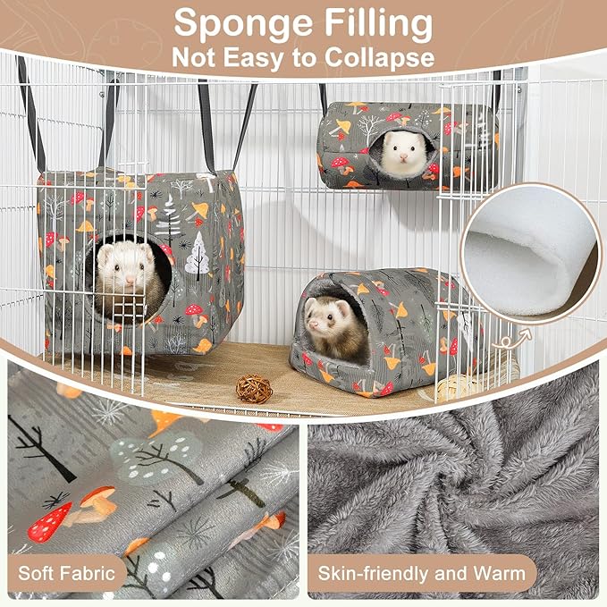 Ferret Hammock 8 Pack Guinea Pig Hammock Washable Rat Chinchilla Hammock Hamster Cage Accessories Cozy Ferret Bed Toys for Small Animals Pet Sugar Glider