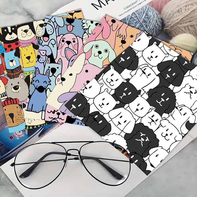 CREATCABIN 6Pcs Glasses Cleaning Cloth Microfiber Lens Cleaning Cloths Reusable Dog Glasses Cleaner Wipes Soft Microfiber Eyeglass for Camera Laptops Screens Cell Phone 6x6Inch