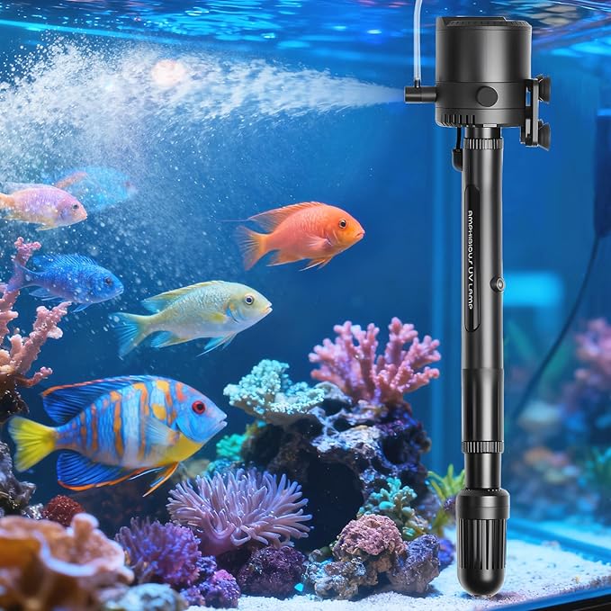 Internal Aquarium Filter for Tall Deep Tanks, 18" 210 GPH Submersible Fish Tank Filter with Sponge Filtration, Quiet Strong Flow for 40-120 Gallon Aquariums