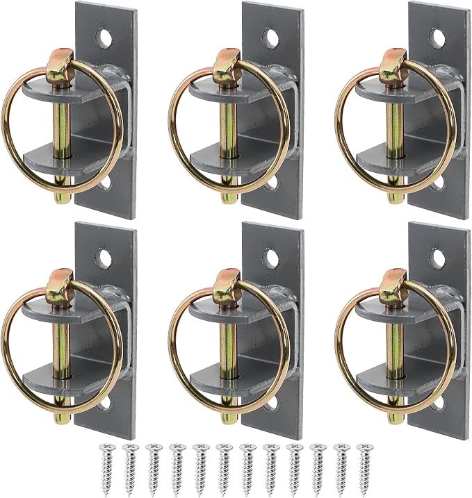 SOUJOY 6 Pcs Water Bucket Hook for Horse, Heavy Duty Metal Feed Bucket Hook with Pin, Wall Mounted Hangers for Horse Stalls Stable Barn Farmhouse Supplies