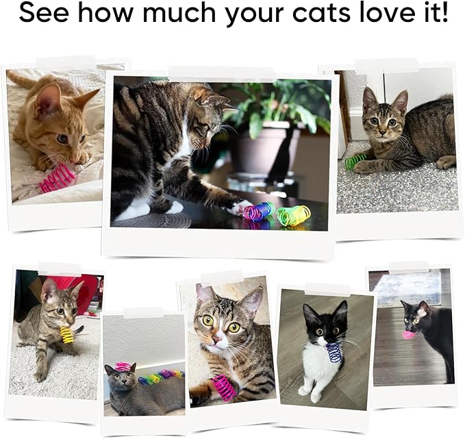 6Colors Plastic Spring Cat Toys, 90 Pack Spiral Springs for Indoor Cats to Swat, Bite, Hunt, Interactive Toys for Cats and Kittens