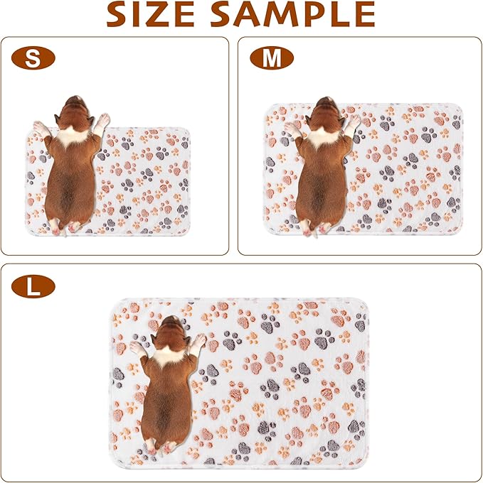 1 Pack 3 Blankets Fluffy Premium Fleece Soft Pet Blanket Flannel Throw for Cat Dog Puppy (Large 41x31'', Paw-White/Pink/Brown)