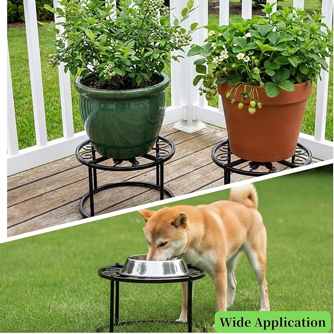 Cedilis 2 Pack Chicken Feeder Stand, Heavy Duty Iron Stand for Chicken Coop Poultry Feeder and Waterer Buckets Indoor Outdoor, Black