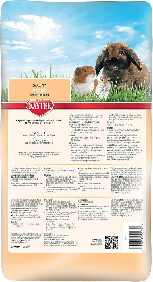 Kaytee Aspen Small Animal Pet Bedding for Pet Guinea Pigs, Rabbits, Hamsters, Gerbils, and Chinchillas, 19.7 Liters (Pack of 2)