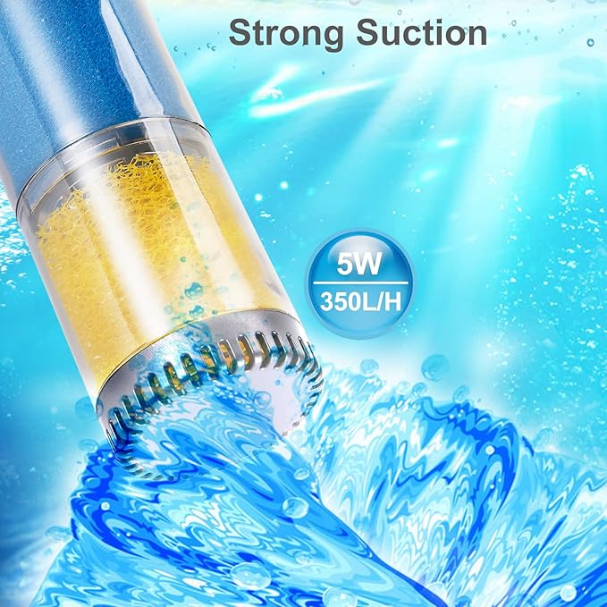 Internal Fish Tank Filter, 3-Stage Biochemical Sponge Filtration, 90GPH Adjustable Water Flow Submersible Aquarium Filter Pump with Aeration for 20 ~ 30 Gallon Freshwater Saltwater, TH-280B(90GPH)