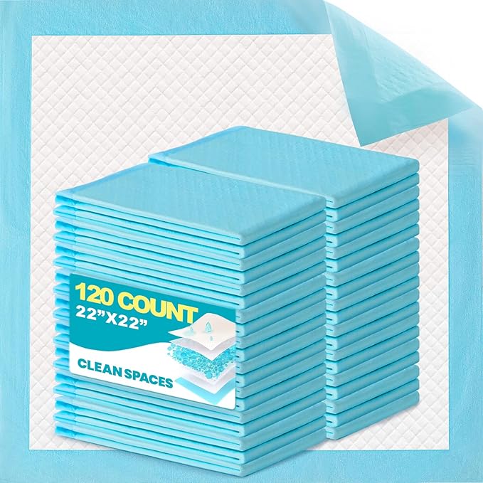 120 Count Super Absorbency Puppy Pads 22"x 22", Leakproof Quick Drying Dog Training Pee Pads, Puppy Pee Pads, Disposable Underpads Changing Pads for Baby, Puppy and Adults, 30 Count/Pack x 4 Packs