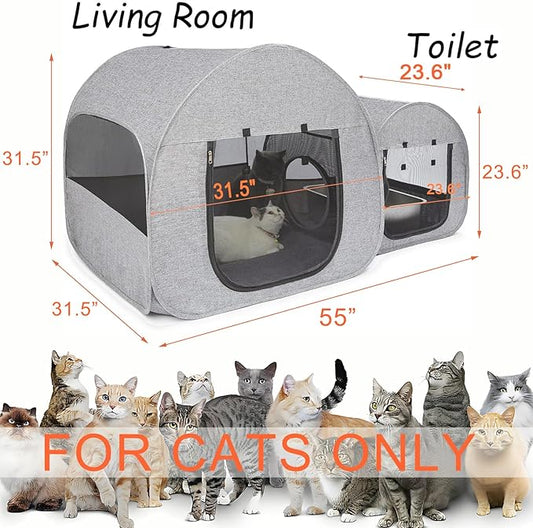 31.5 Inch & 21.6 Inch Portable Cat Playpen, Delivery Room, Enclosure, Postoperative Recovery, House Design for Better Standing, Foldable Pet Tent for Indoor Outdoor, Cat Houses & Condos Light Gray