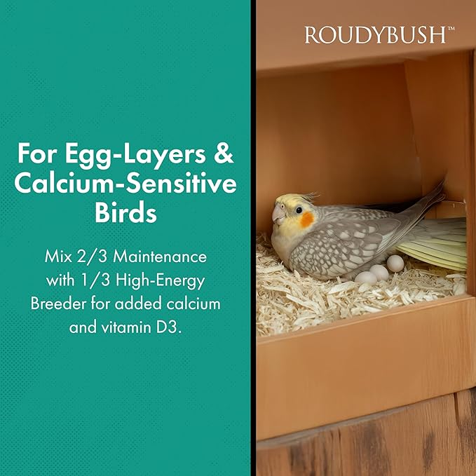 RoudyBush California Blend Pellets for Birds - Scientifically Formulated Bird Feed - Bird Food Pellets w/Dried Fruits, Vegetables & More - Nutritious & Healthy Feed for Birds (Mini, 44oz)