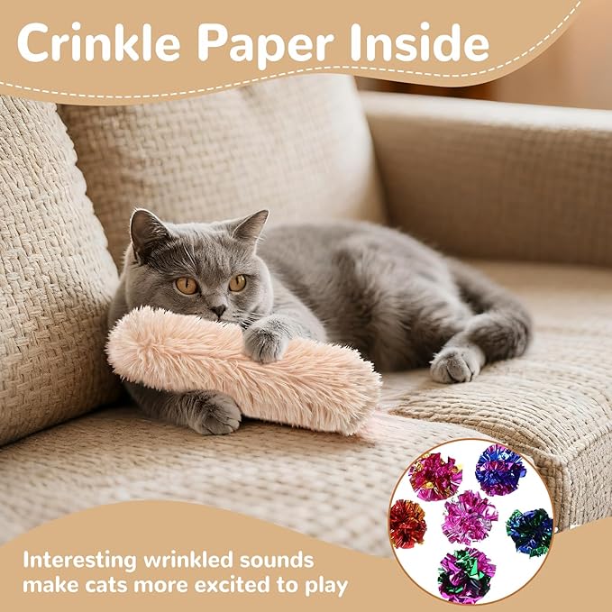 Cat Toys Cat Pillows Toys, Interactive Kicker Catnip Toys, Soft Durable Teething Chew Toy (3, Green Orange Grey)