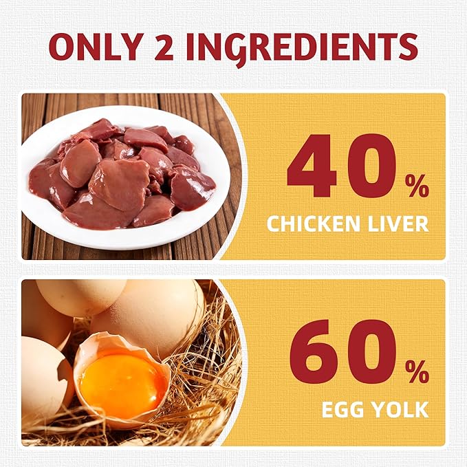 Just Try 10.58 OZ Chicken Liver & Egg Yolk Sprinkles Dog and Cat Food Toppers Mixers with Freeze Dried Egg Yolk, High Protein & Iron Support
