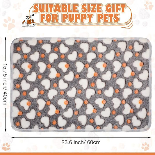 Chumia 18 Pcs Fleece Puppy Blanket Bulk, Soft Warm Pet Blanket with Paw Bone Star Elephant Dot Heart Printed Fluffy Throw Bed Mat for Small Medium Dog Cat Kitten Animals(23 x 16 Inch, Sweet)