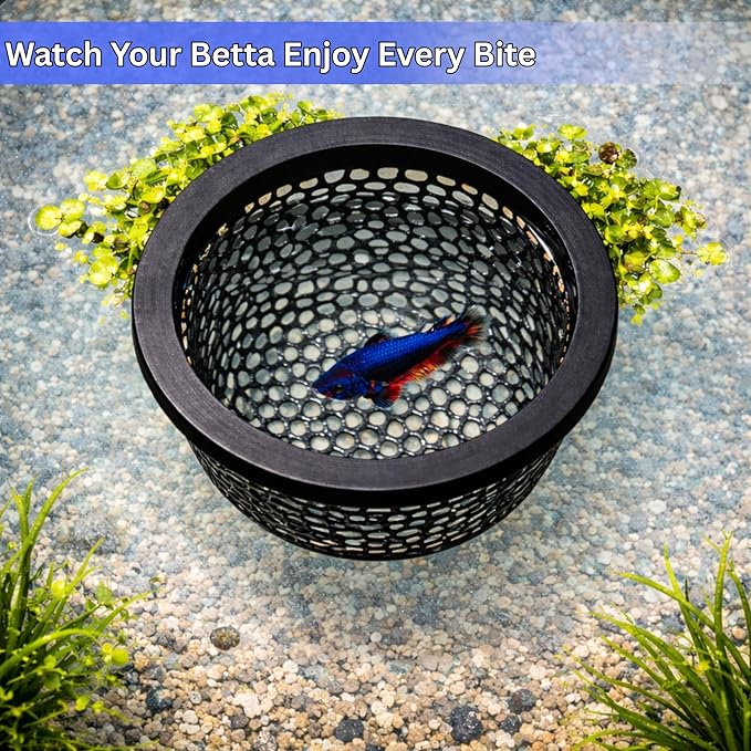 Floating Betta Fish Skins, Betta or Shrimp Feeder, Cave and Hammock, Small Fish Feeding Rings, Aquarium Hiding Feeding Decorative Accessories (Black)