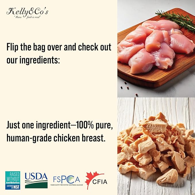 KELLY & CO'S Freeze Dried Cat Treats - Chicken Breast Made from a Single Ingredient. Grain-Free, high Protein Healthy cat Treats (1.4 oz x 4 Packs) Minimally Processed Indulgent Treat.