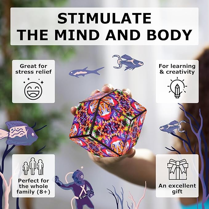 Shashibo Shape Shifting Box - Award-Winning STEM Fidget Toy with Ultra Strong Magnets - Puzzle Cube Transforms Into 100+ Shapes, Perfect Sensory Gift for Kids, Teens, and Adults (Dryer Portal)