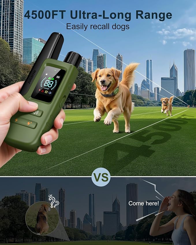 Dog Shock Collar - 4500FT Dog Training Collar with Remote, IPX8 Waterproof Electric Dog Collar with 4 Training Modes, Security Lock, Rechargeable eCollar for 10-120lbs Dogs(Light Blue 1 Pack)