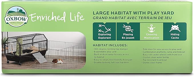 Oxbow Enriched Life Small Animal Accessories - Habitat with Play Yard for Dwarf Rabbits & Guinea Pigs (Large)