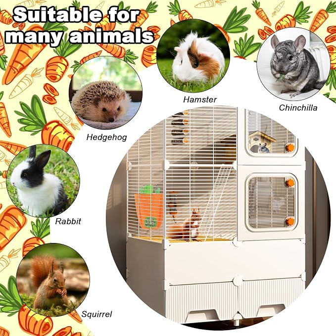 Estivaux Rabbit Hay Feeder Bag Carrots Guinea Pig Hanging Hay Feeding Bag with Hole Pet Storage Dispenser for Chinchilla Hamster Bunny Small Pet Animals