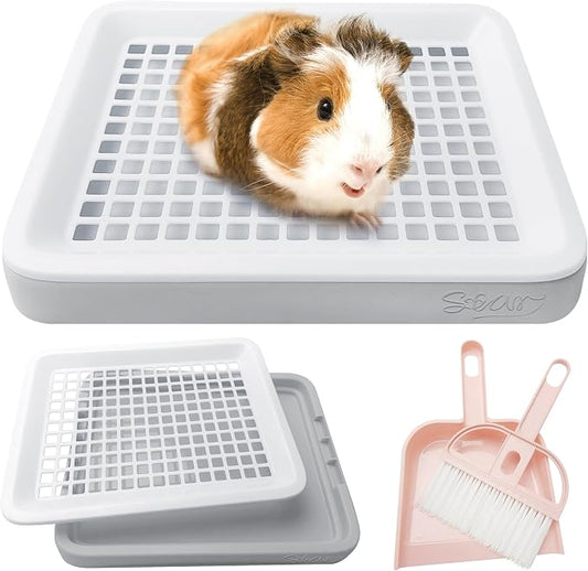 Generic Guinea Pig Toilet, Small Animal Potty Trainer Corner, Square Rat Litter Bedding Box with Small Broom, Dustpan, Small Pet Litter Toilet for Guinea Pigs, Chinchilla, Ferret,Galesaur…