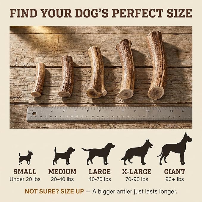 Heartland Deer Antlers for Dogs - Daily Dental Care Chews for Aggressive Chewers to Reduce Plaque & Prevent Destructive Behavior (Splinter Free, Medium, 5–6", 1-Pack, Grade A, USA Made)