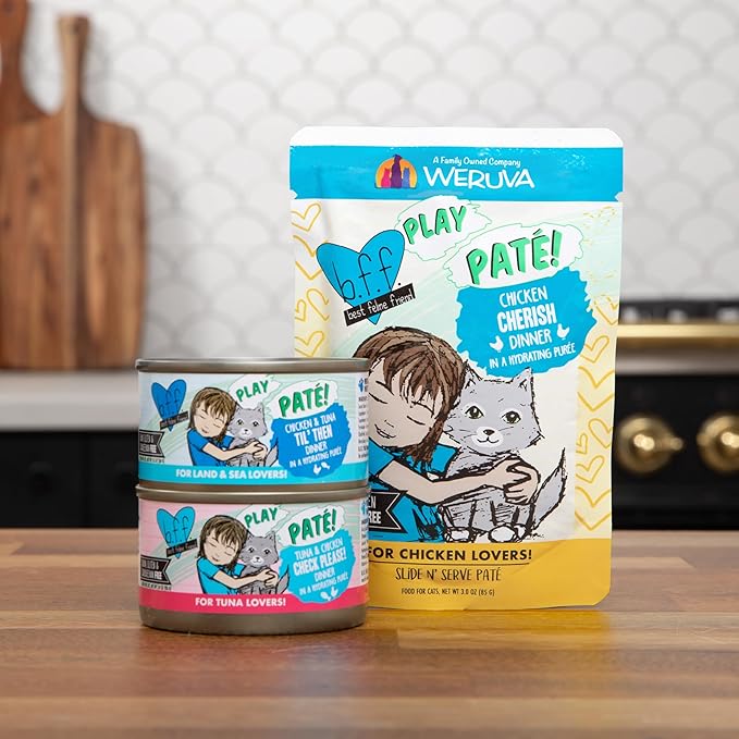 Weruva B.F.F. Play - Best Feline Friend Paté Lovers, Aw Yeah!, Paté Jamboree! Variety Pack, 3oz Pouch (Pack of 12)