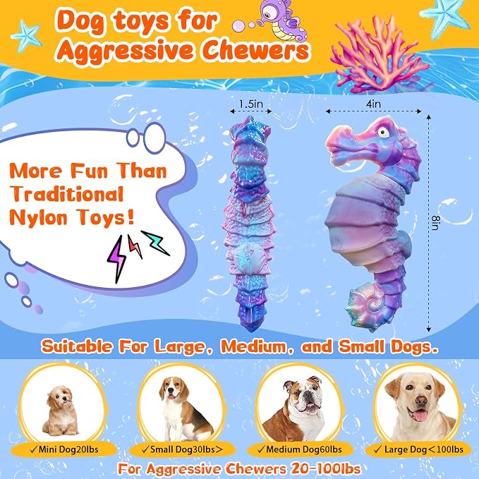 Jeefome Dog Chew Toys for Aggressive Chewers: Squeaky Dog Chew Toys for Large Dogs-Tough Indestructible Toys for Large/Medium/Small Breeds-Interactive Toys with Fun Squeaky Sound for Boredom