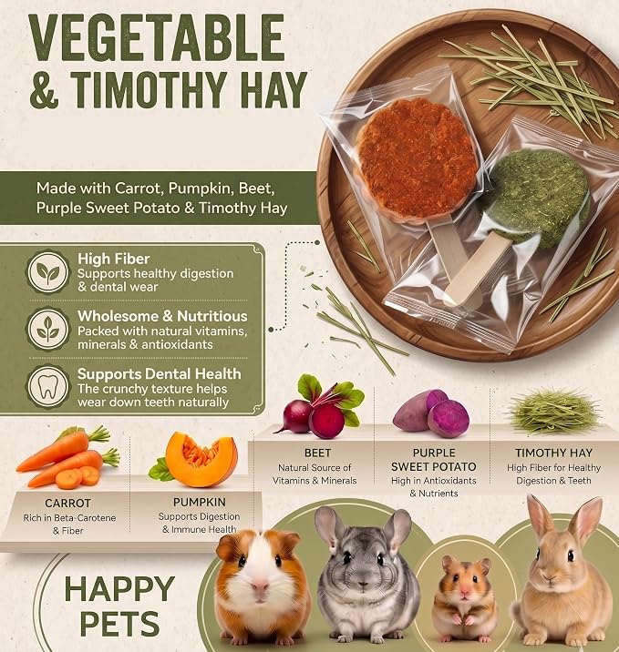 YKD Chinchilla Chew Toys, Rotating Spinner Toys + 12 Pcs Timothy Hay | Rabbit Chew for Teeth Grind & Digestion, Rust-Proof Aluminum Toy, for Rabbit, Bunny, Chinchilla, Hamster Dental Health
