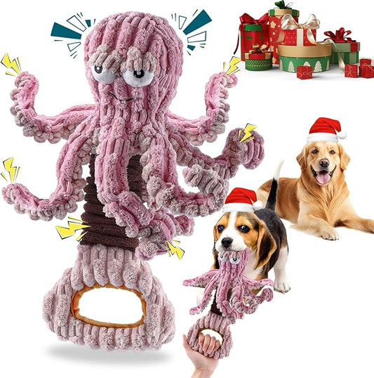 YZHDUXIU Squeaky Dog Toys, Octopus Dog Toy Interactive Tug of War Puppy Toy to Keep Them Busy(Purple)
