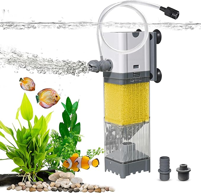 Aquarium Filter 10W for 10-40 Gallon, Internal System with Quiet 700L/h Pump, Submersible Aquarium Filter for Turtles, 10 Gallon Fish Tank Filter, Filtro para Pecera, Clean Water Setup