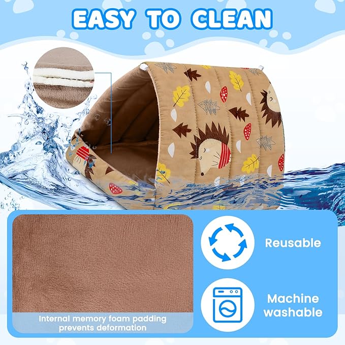 2 Pcs Guinea Pig Hideout, Guinea Pig Bed Tunnel Washable Small Animal House Cage Accessories for Mouse Chinchillas Hamsters Hedgehogs Ferrets Bearded Dragons and Rats Other Small Animals