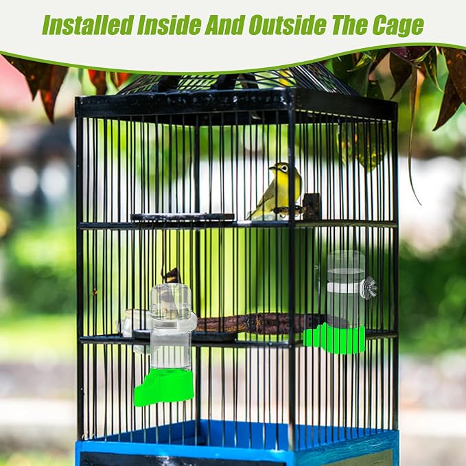 BWOGUE 2PCS Automatic Bird Water Dispenser, 4.73 Fl Oz Parakeet Water Dispenser for Cage No Mess Suspended Bird Water Feeder for Cockatiel Budgie Conure Lovebirds