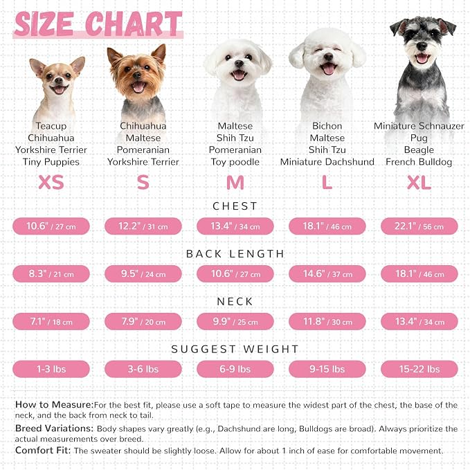 ABRRLO Small Dog Sweaters Cute Bear Dog Cardigans Clothes for Small Medium Dogs Boy Girl Puppy Cat Knitting Cardigan Outfits Dogs Winter Coats Warm Pet Doggy Clothes Soft Knitwear (Pink, Large)