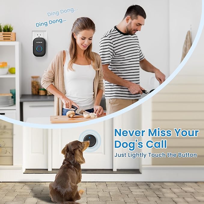 Dog Door Bell, Wireless Doggie Doorbell Operating at 1000 Feet with IP65 Waterproof Touch Button, 32 Melodies & 4 Notification Modes