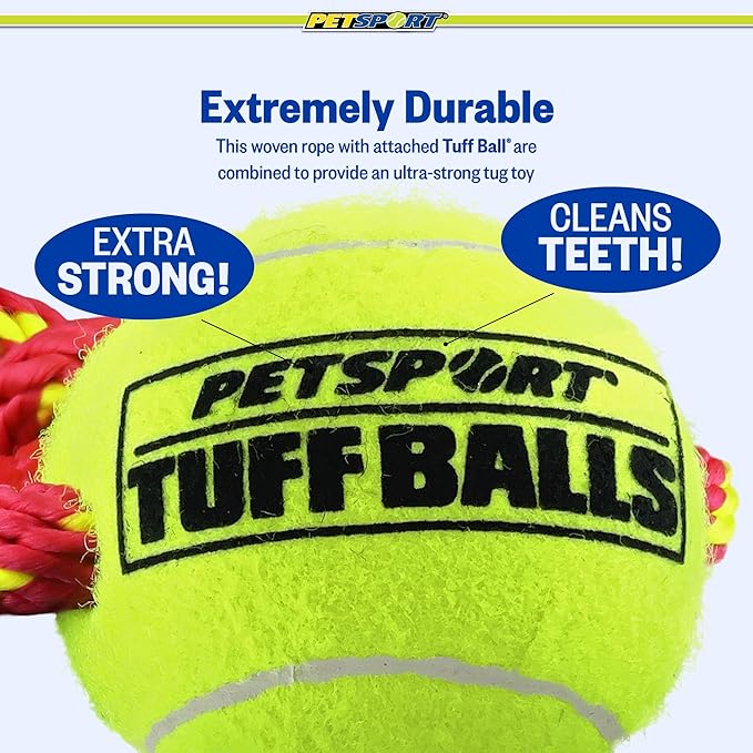 PetSport Fling Thing Dog Ball on Rope Toy, 12" Tennis Ball Rope for Fetch and Tug of War - 2.5" Tuff Ball with Non-Abrasive Felt, Non-Toxic, Durable Toy for Small and Medium Dogs