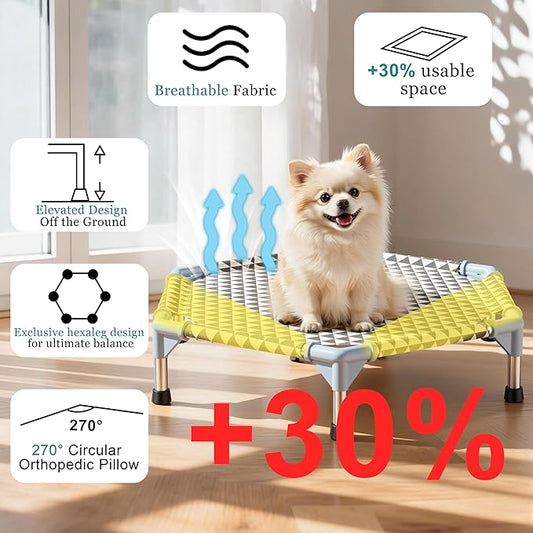 Kuntrust Elevated Outdoor Dog Bed (6 Sided Small, Triangle)