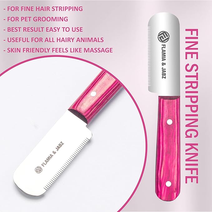 FJ Professional Stripping Knife, Right handed, 3 inch blade (Stainless Steel) (3 Pack, Pink)
