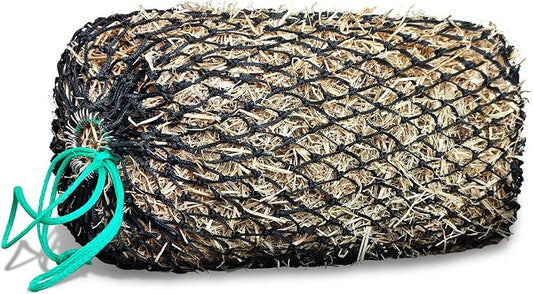Square Bale Hay Nets for Horses, Premium PE Slow Feed Net with 1.6" Hole, Suitable for 36x18x18 to 45x25x17 Inches Hay Bales, Drawstring Closure for Easy Loading