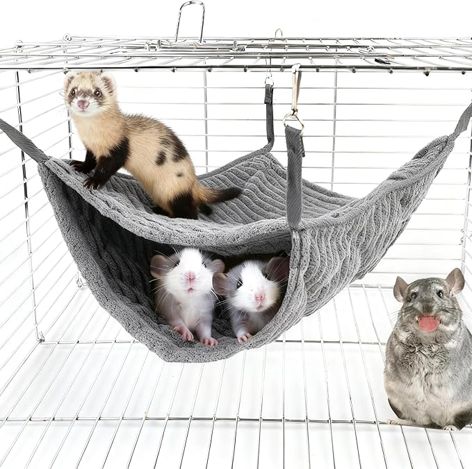 Large Ferret Hammock - Soft Fleece Hanging Bed for Play and Sleep, Warm & Cozy for Small Pets Like Sugar Gliders，Chinchillas, Rats, Hamsters