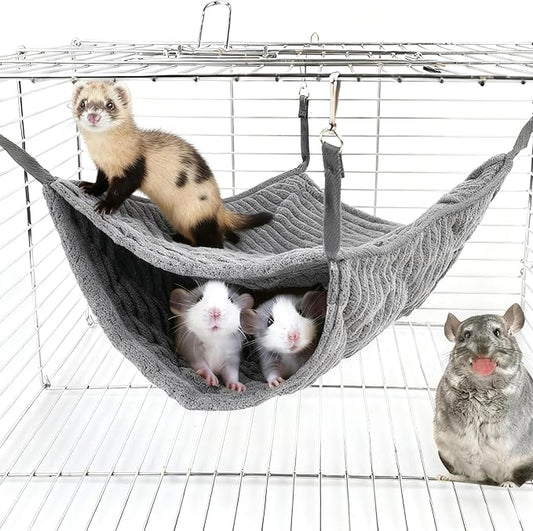 Large Ferret Hammock - Soft Fleece Hanging Bed for Play and Sleep, Warm & Cozy for Small Pets Like Sugar Gliders，Chinchillas, Rats, Hamsters