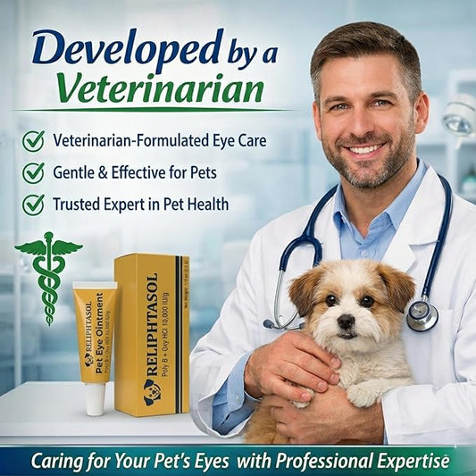 Pet Eye Cream – Vet-Formulated Dog Eye Infection Treatment, Pink Eye Relief, Conjunctivitis Relief, Dry Eyes & Red Eye, Tear Stain Remover for Dogs, Cats, Cattle, Sheep, Horses – 1 Tube