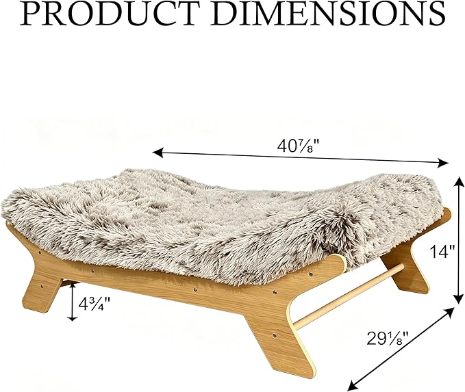 Elevated Dog Bed 40⅞" × 29⅛" × 14", Raised Wooden XL Dog Bed Frame and Mattress for Extra Large Pets up to 90 lbs