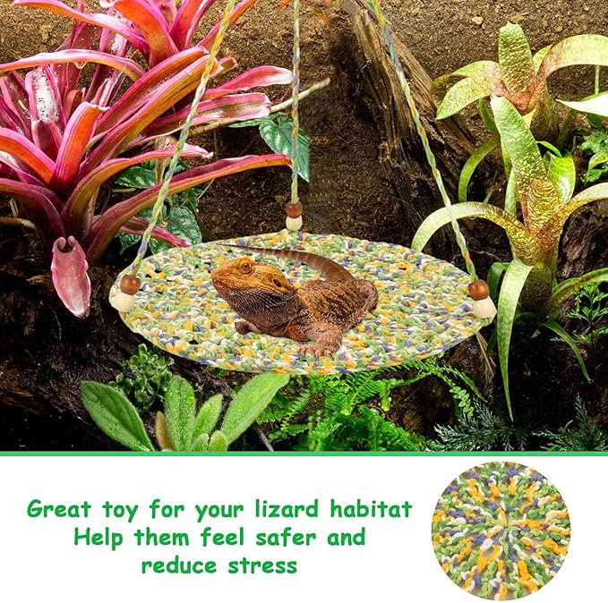 Jspupifip Bearded Dragon Bed, Large Reptile Hammock for Lizard Cage, Gecko & Chameleon Accessories