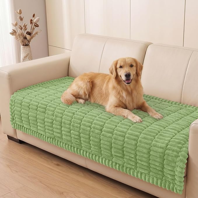 Smiry Couch Cover for Dogs, Non Slip Washable Sofa Protector for Pets, Soft Furniture Cover for Pet, Stylish Sofa Covers, Cozy Protect Against Fur, Dirt & Everyday Messes (Grass Green, 35.4" x 95")