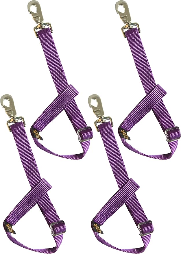 T TEKE Adjustable Heavy Duty Bucket Strap Hanger with Easy-on Hook (4 Pack), for Hay Nets, Buckets and Other Feeders