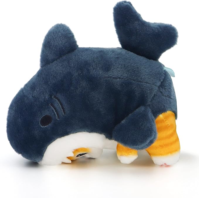 Shark Cat Plush Toy, Cute Fried Shrimp Shark Stuffed Animals Doll, Kawaii Shark Cat Plush Pillow Toy Birthday for Kids Boys Girls (Blue, 8inch)
